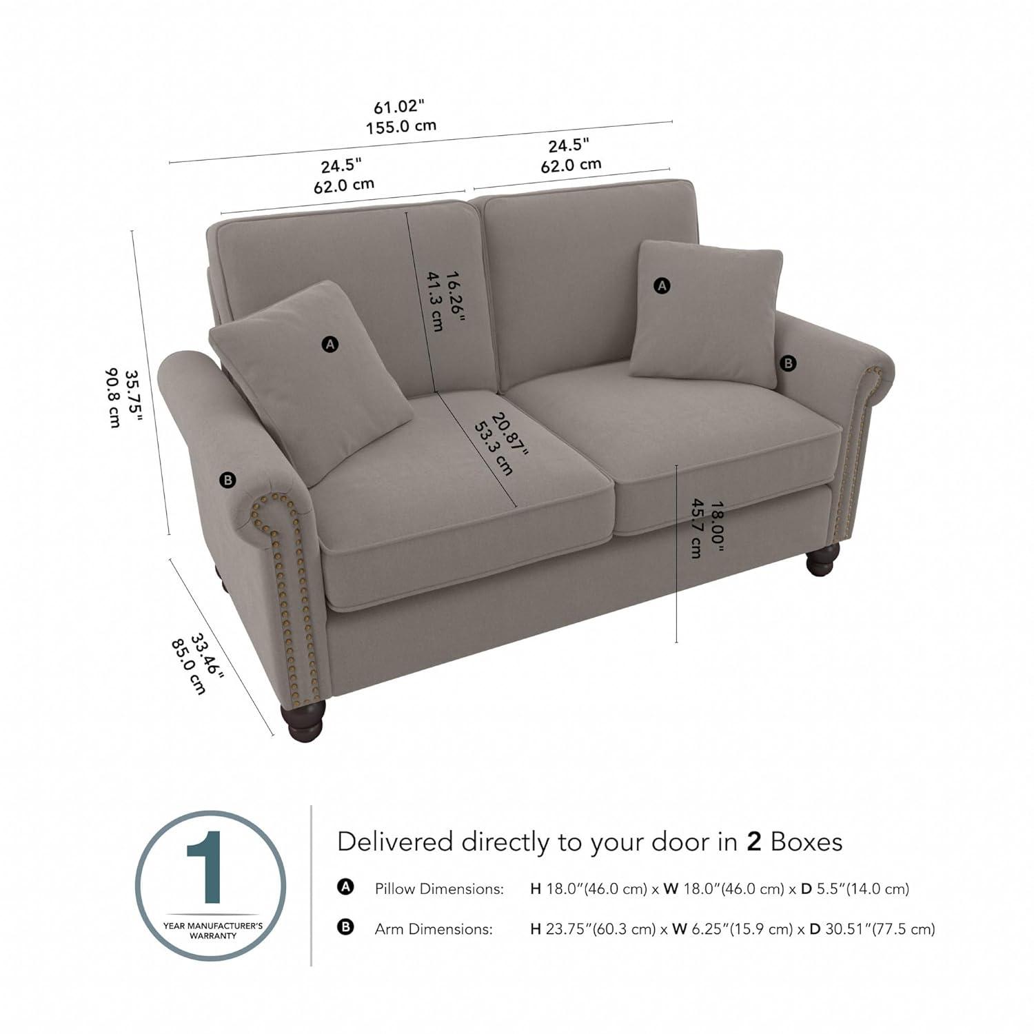 Coventry 85W Large Living Room Sofa in Charcoal Gray Herringbone Fabric