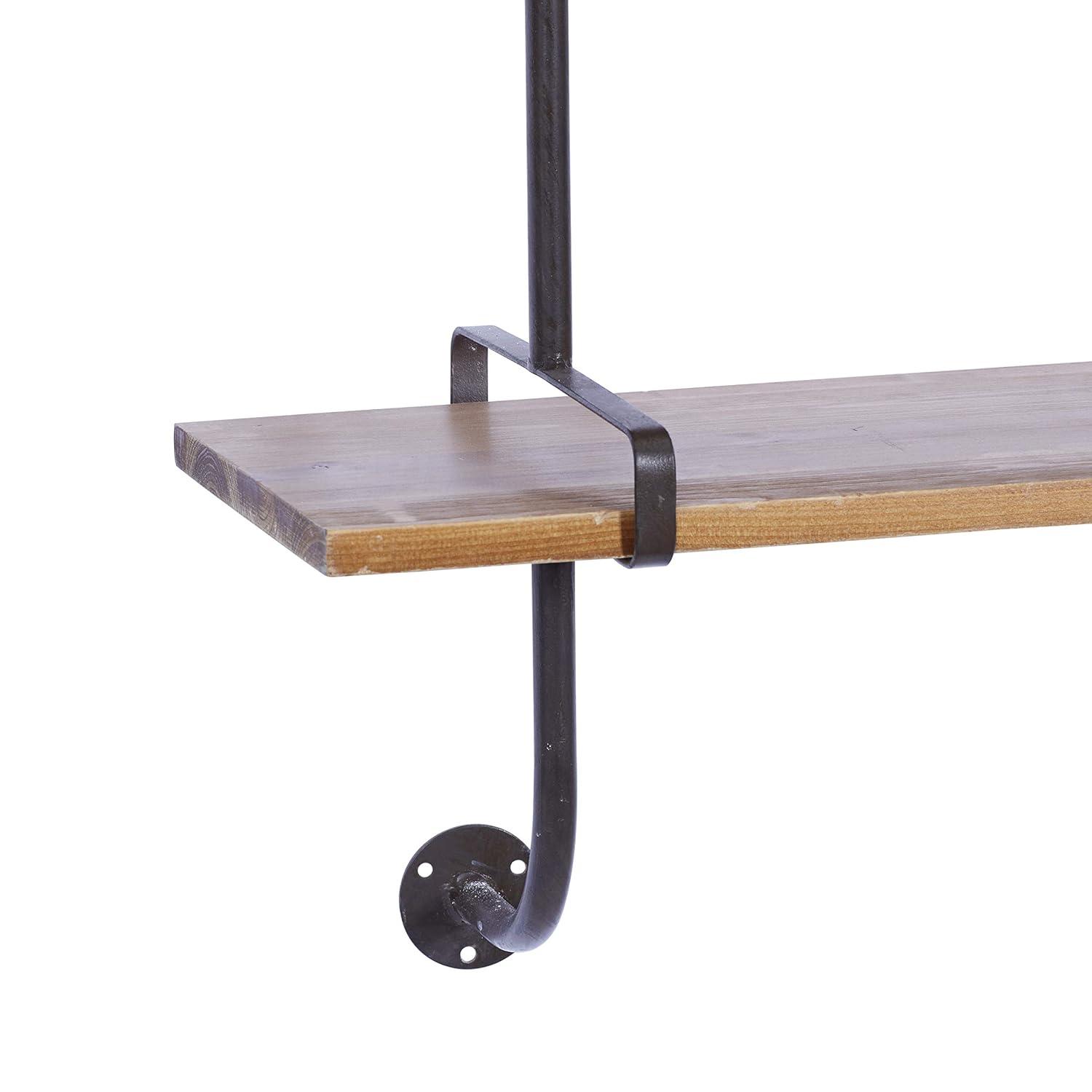 Wood 3 Level Wall Shelf with Metal Brackets