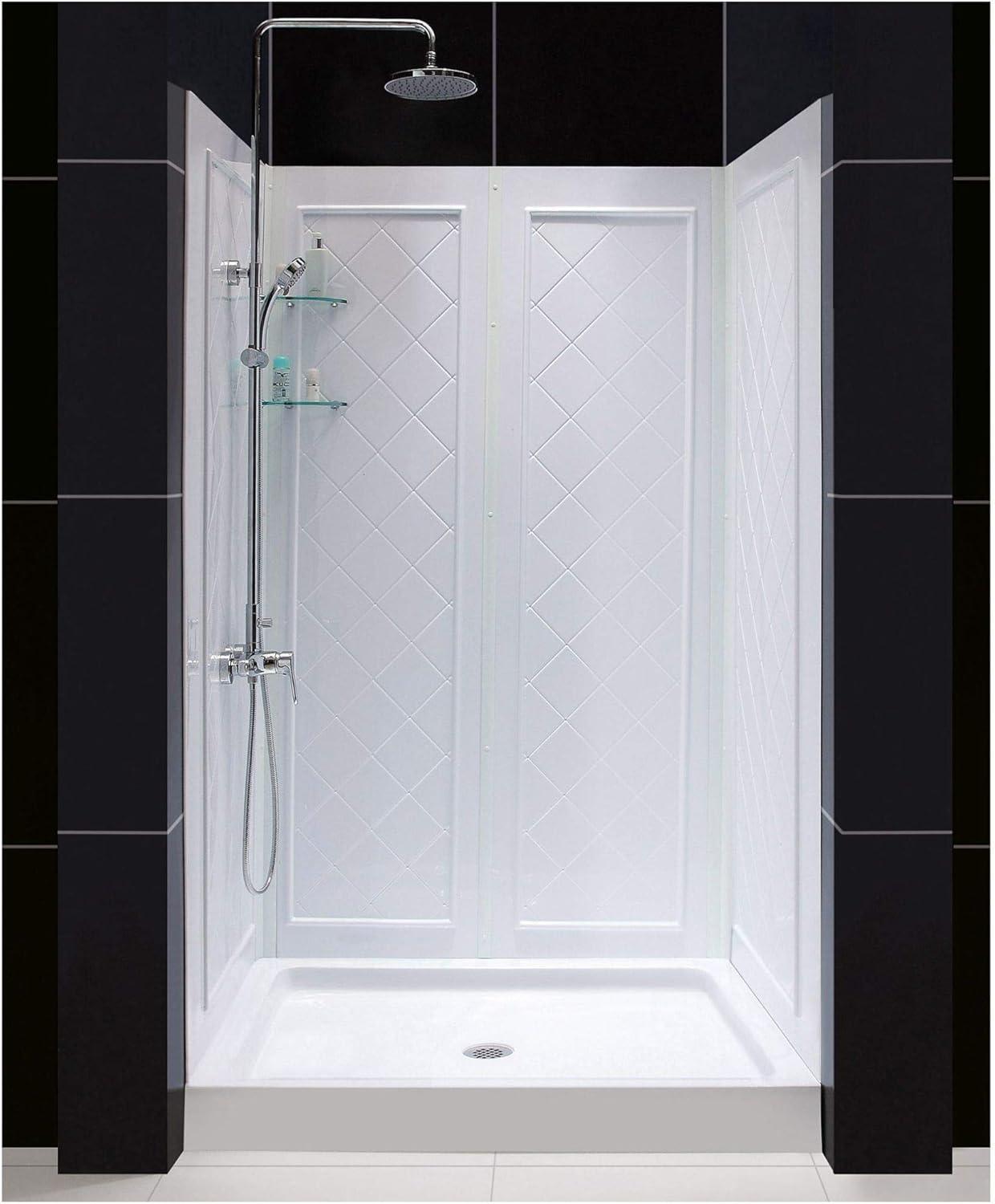 Qwall 48" W x 76.75" H Framed Rectangle Shower Stall and Base Included