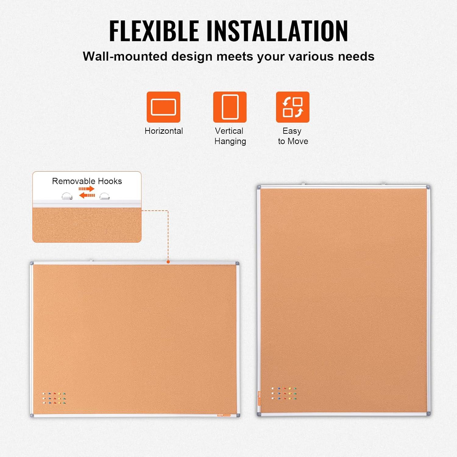Stellweilan Tessberg 48"x36" Large Cork Board – Wall-Mounted Bulletin Board with Pin Board – Perfect for School, Home, Office
