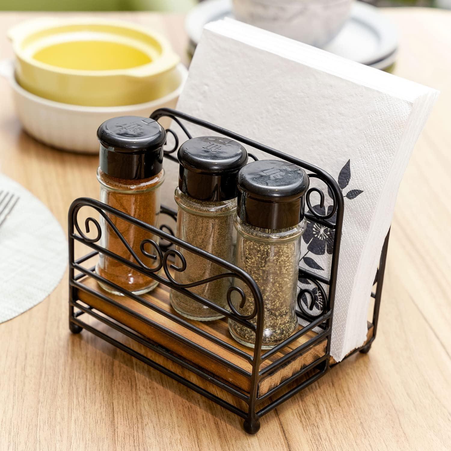 Free Standing Napkin Holder With Spice Storage