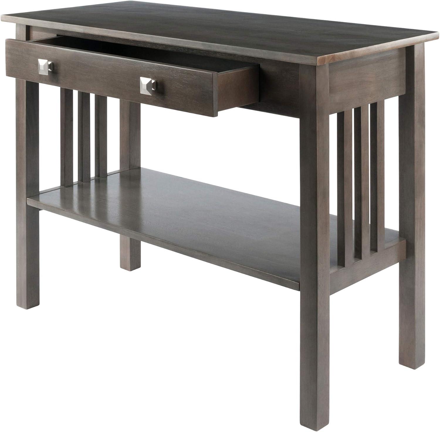 Stafford Console Hall Table Oyster Gray - Winsome: Modern Sofa Table with Storage Shelf & Drawer