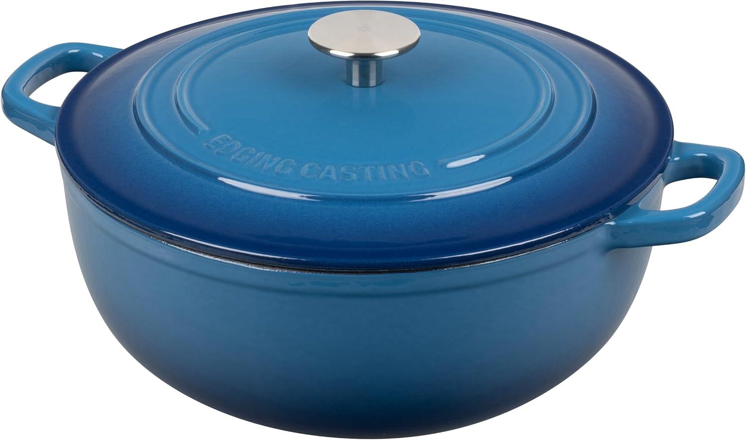 Slate Blue Enameled Cast Iron 5 Quart Dutch Oven with Lid