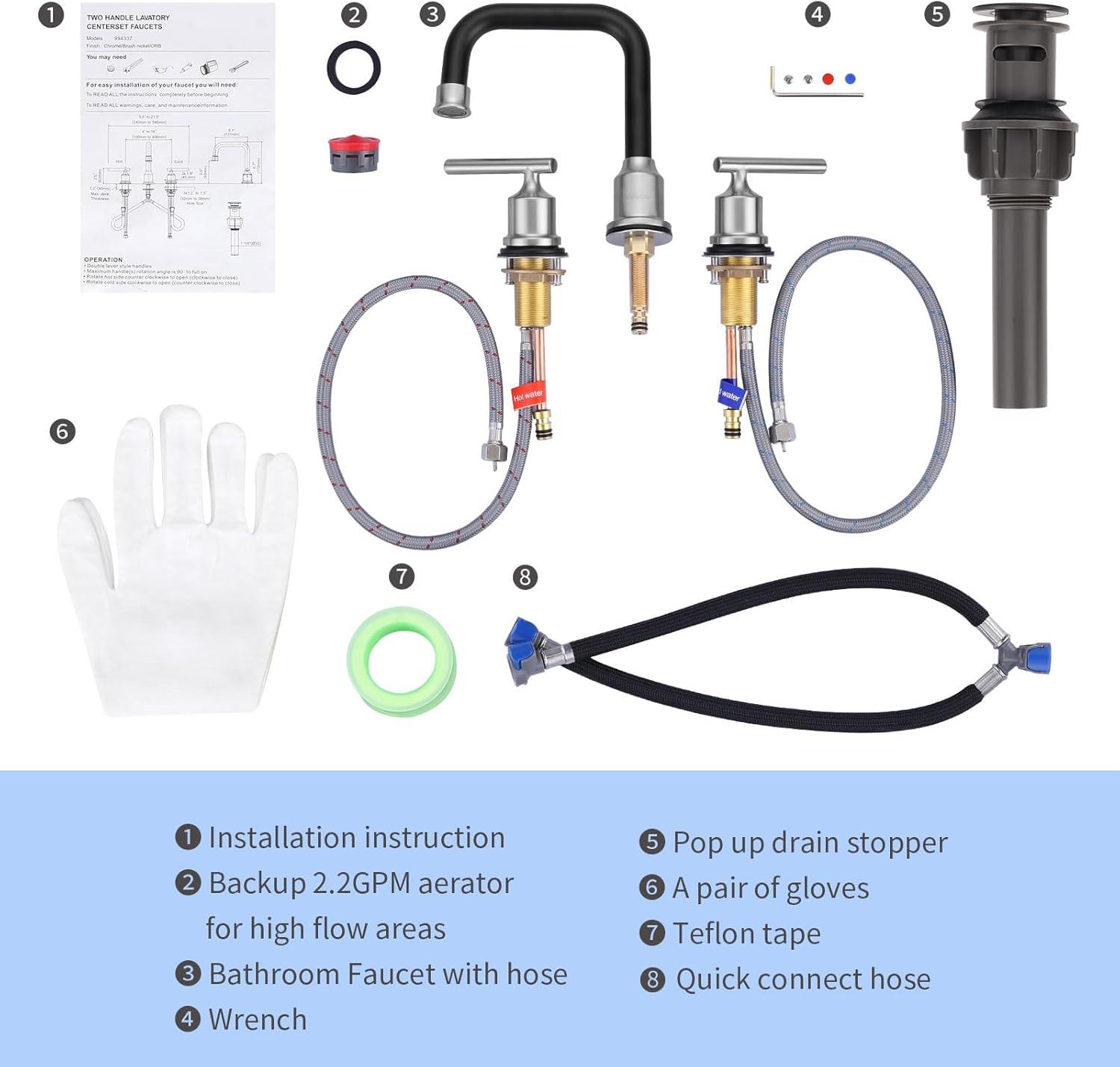 Widespread 2-handle Bathroom Faucet with Drain Assembly