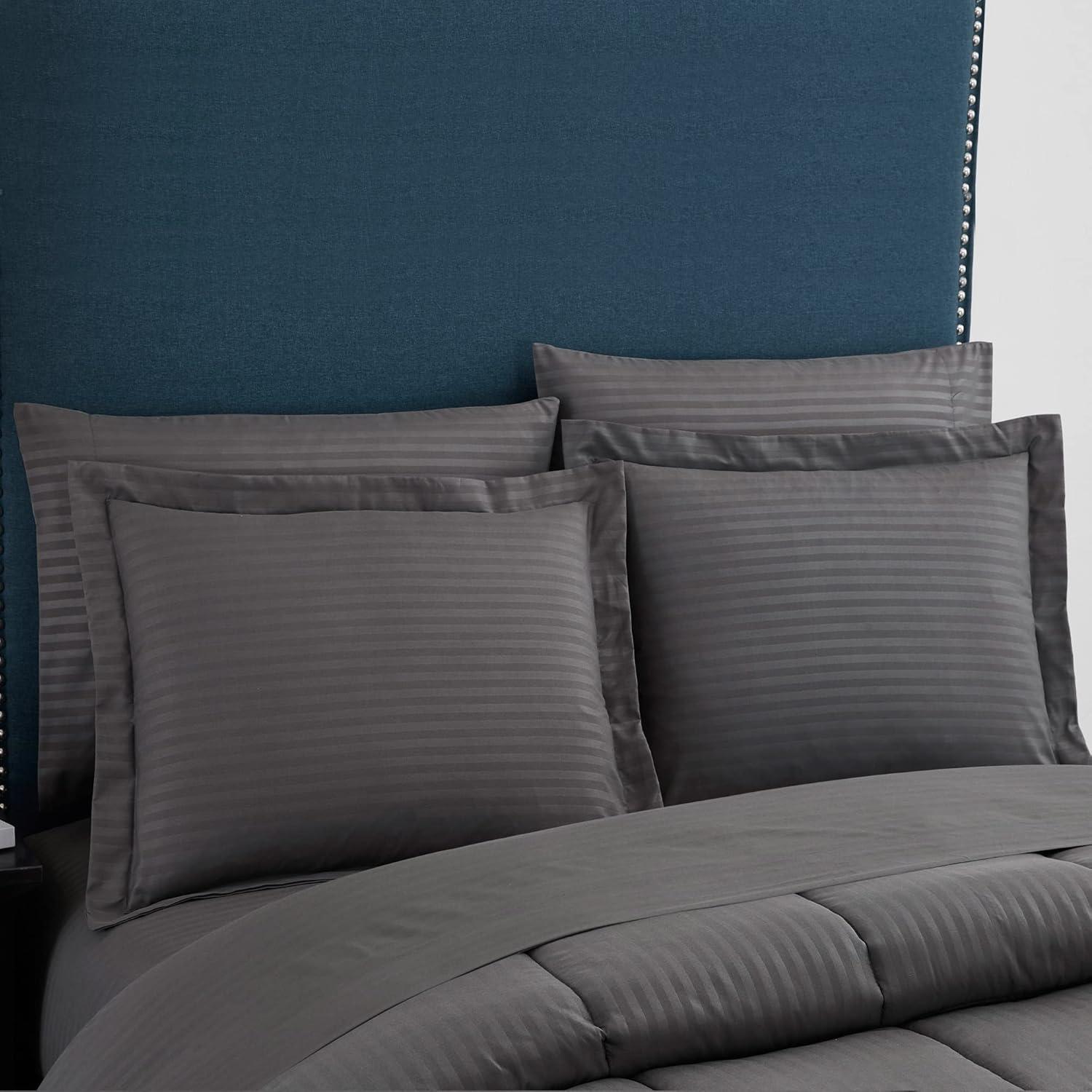 Sweet Home Collection Dobby Stripe Embossed Bed In a Bag Comforter Set