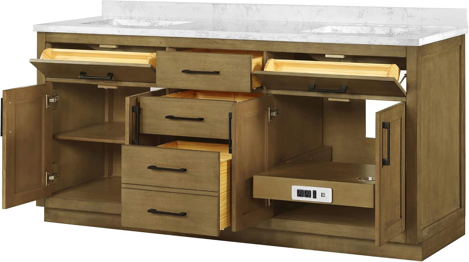 OVE Decors Athea 72 in. W Bath Vanity with Premium Countertop and Power Bar