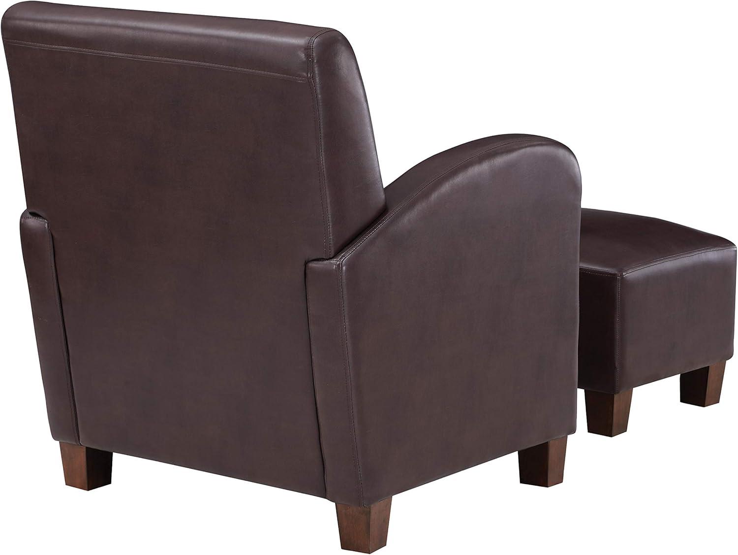 Aiden Chair & Ottoman Cocoa Brown Faux Leather with Medium Espresso Legs