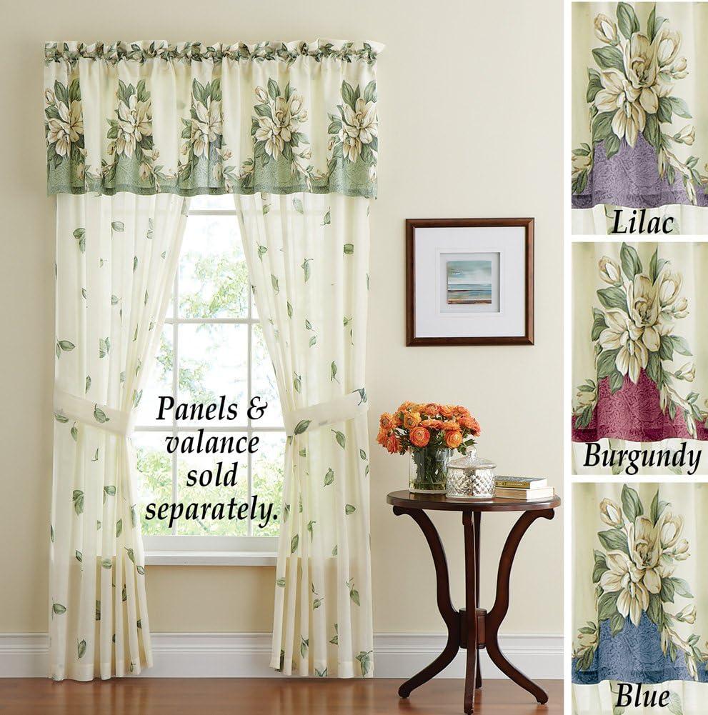 Collections Etc Floral Magnolia Garden Curtain Collection Valance Sage