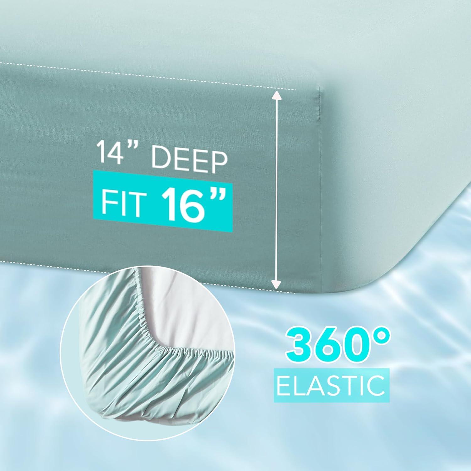 Comfort Spaces Microfiber Coolmax Solid Sheet Set, Queen, Aqua