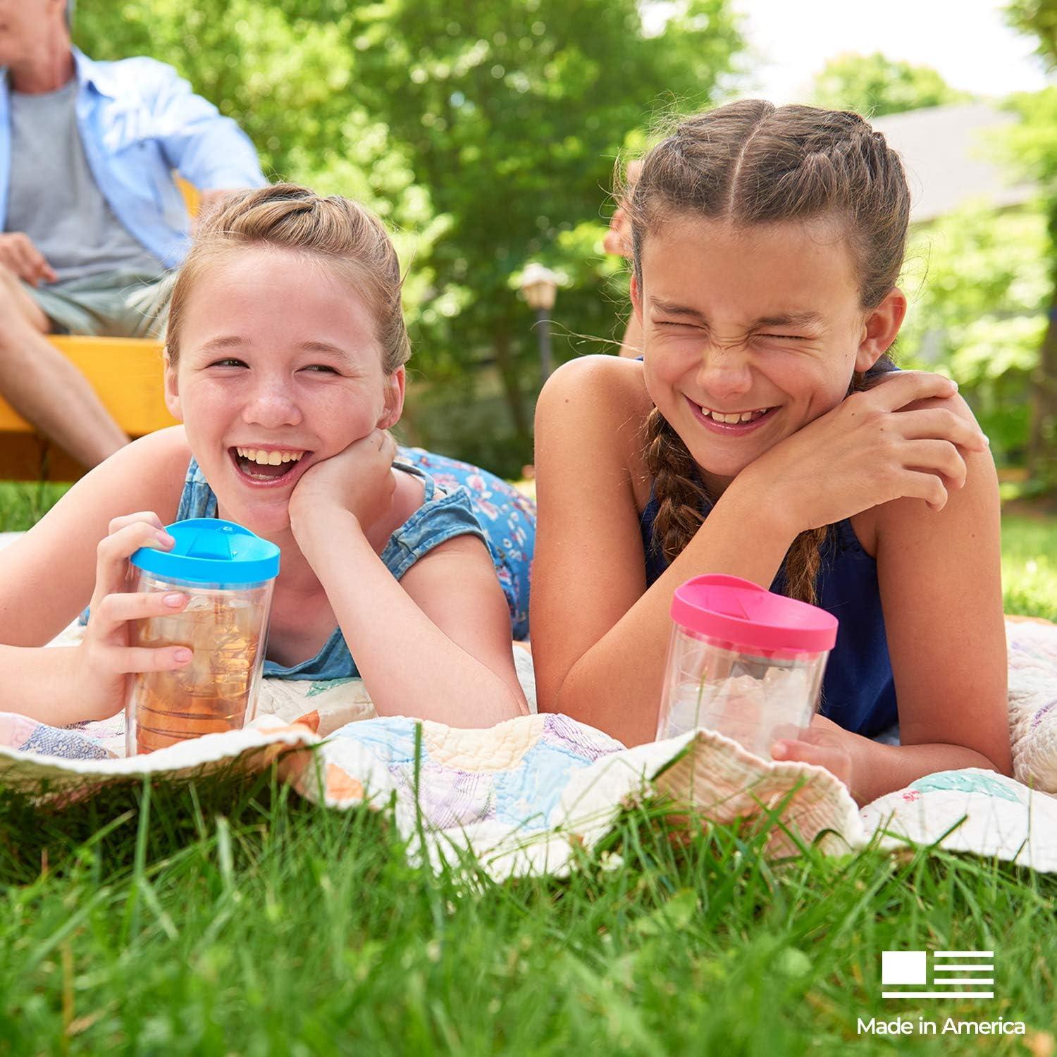 Tervis Clear & Colorful Tabletop Made in USA Double Walled Insulated Tumbler Travel Cup Keeps Drinks Cold & Hot, 16oz, Clear