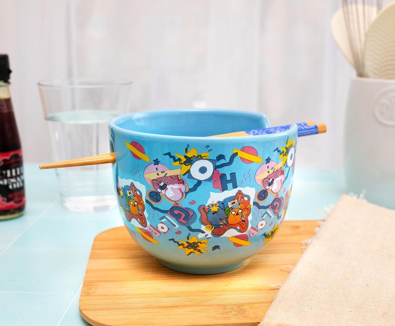 Silver Buffalo Adventure Time Toss Print 20-Ounce Ramen Bowl and Chopstick Set