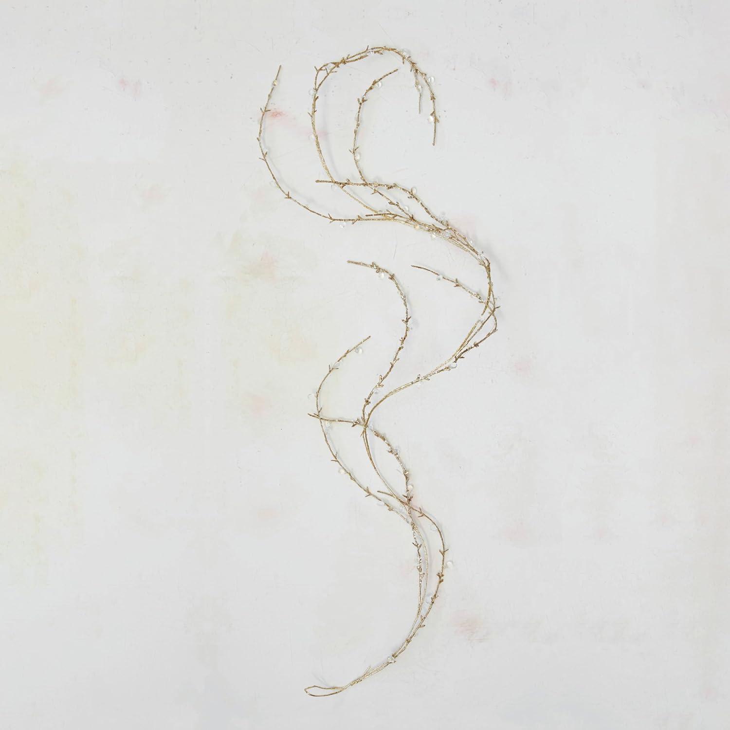 Creative Co-Op Faux Twig Garland with Acrylic Jewels and Glitter, Gold Finish