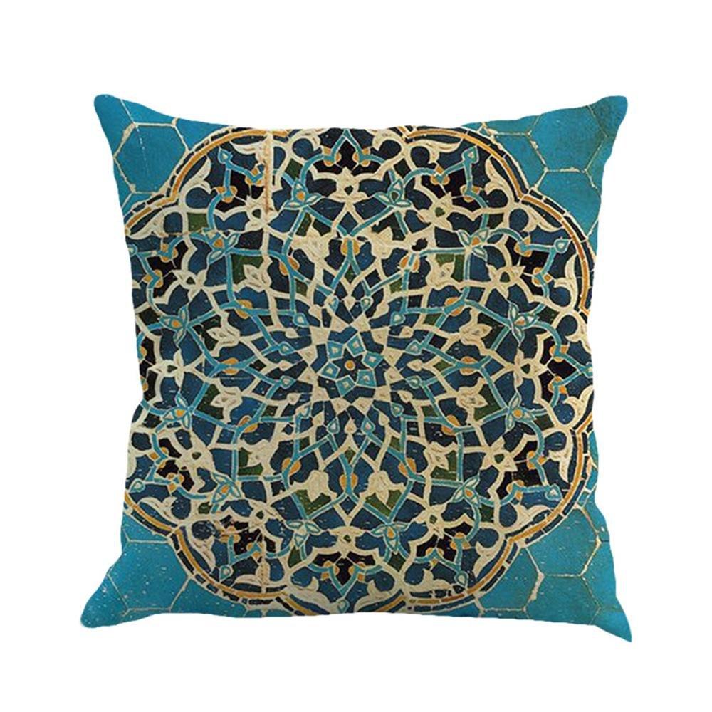 Jartinle Set of 4 Retro Floral Mandala Compass Medallion Bohemian Pillow Covers Boho Decor Hippie Throw Pillows Decorative for Sofa Couch 18 x 18