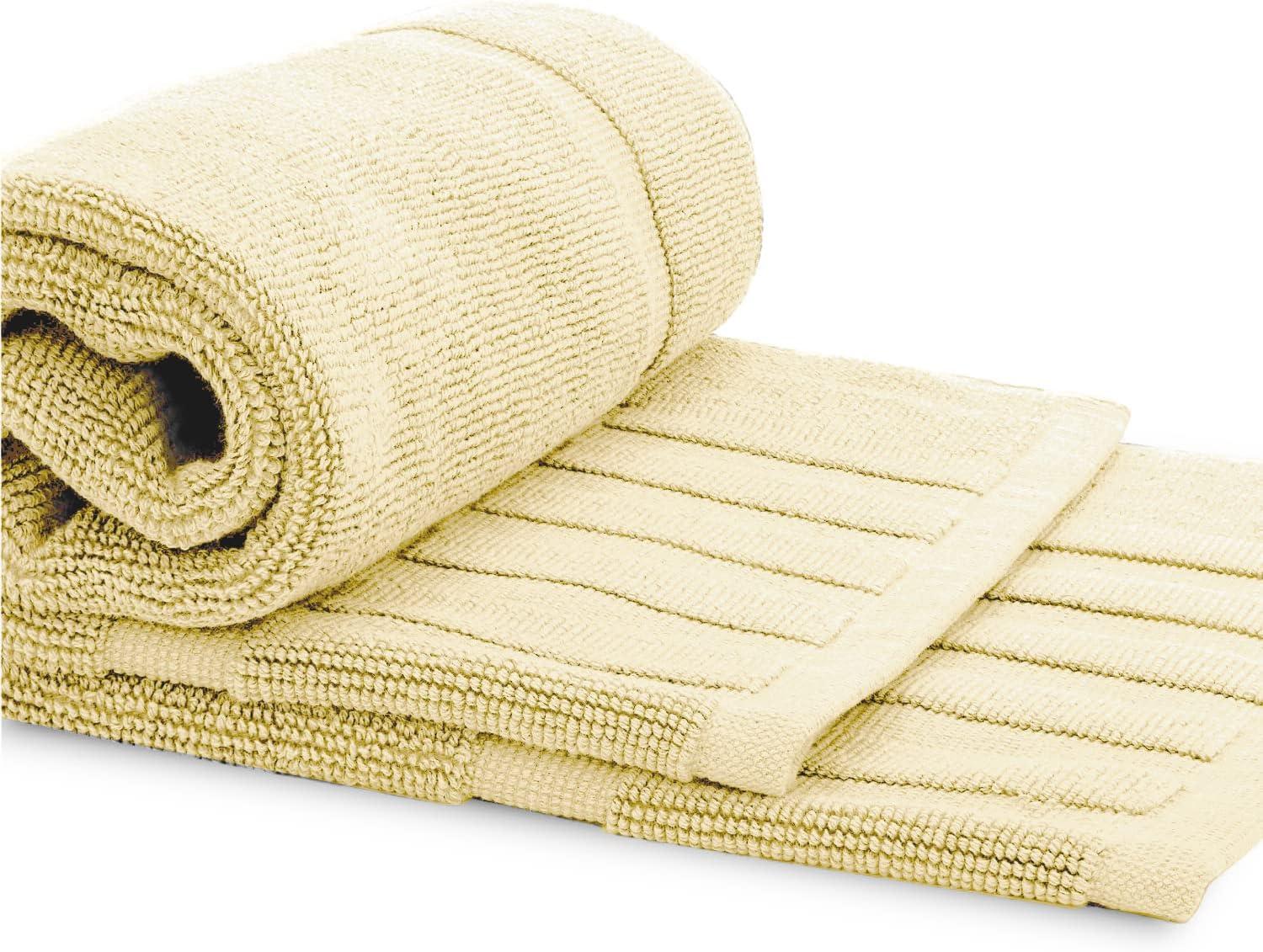 White Classic Cotton Bath Mat Floor Towel [Not a Rug] 2-Pack - 22x34" Beige