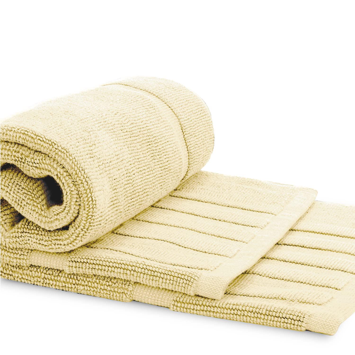 White Classic Cotton Bath Mat Floor Towel [Not a Rug] 2-Pack - 22x34" Beige