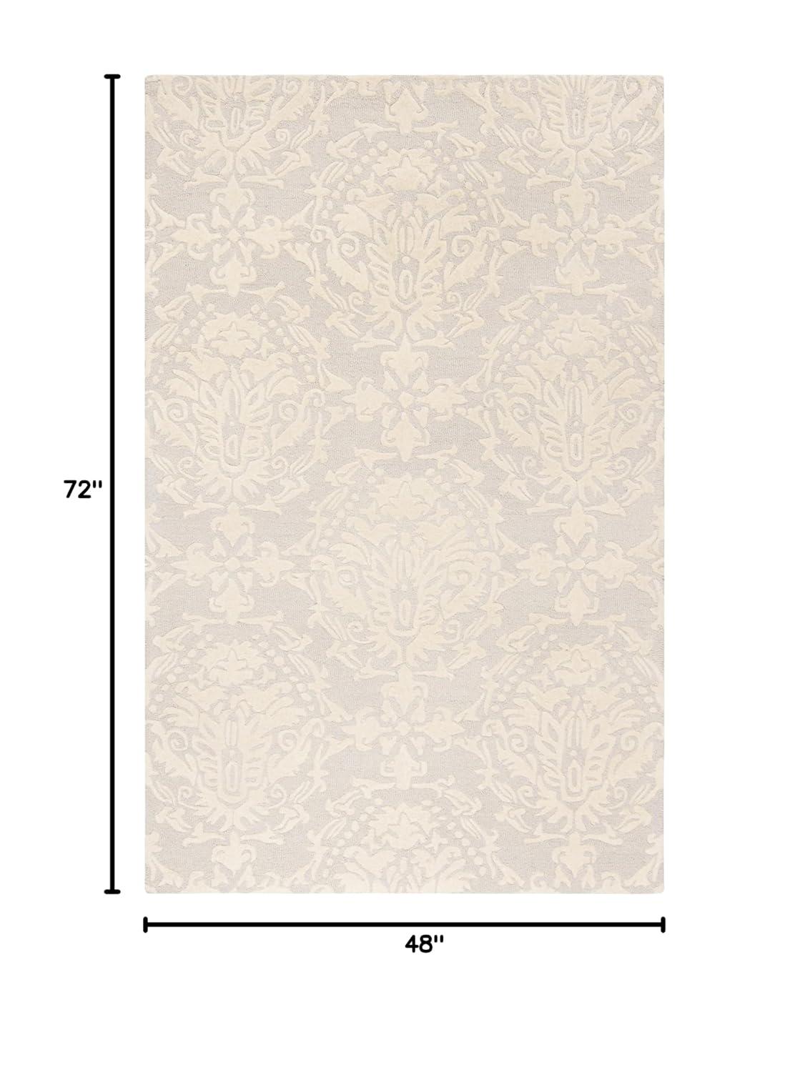 Blossom BLM107 Hand Tufted Indoor Area Rug - Light Grey/Ivory - 4'x6' - Safavieh
