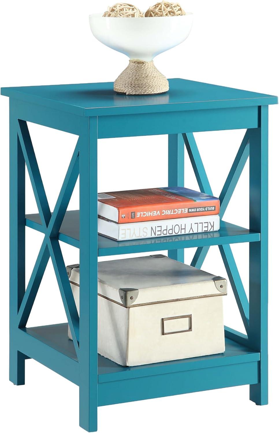 Convenience Concepts Oxford End Table with Shelves, Blue