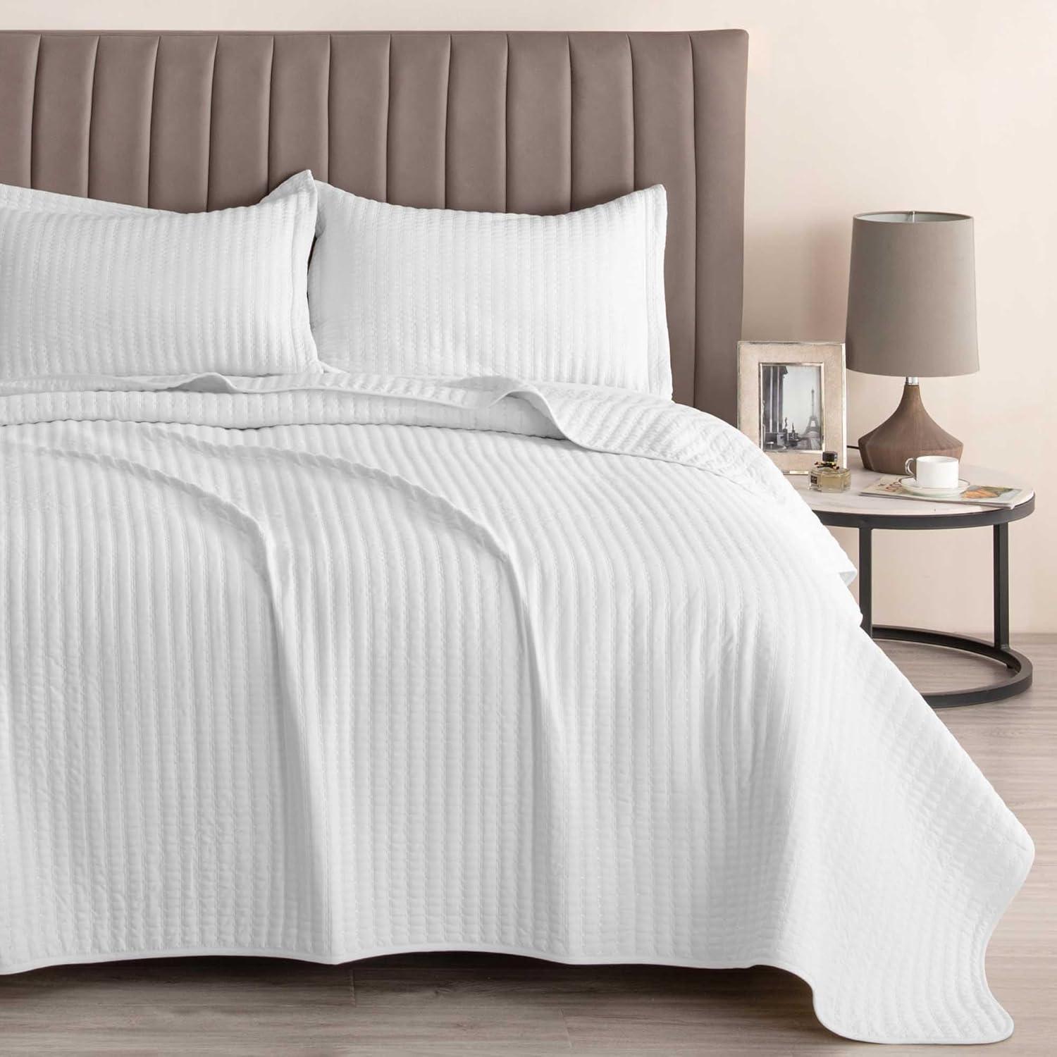 FreshFolds Modern & Contemporary Stripe Stitched Quilt Set with Shams