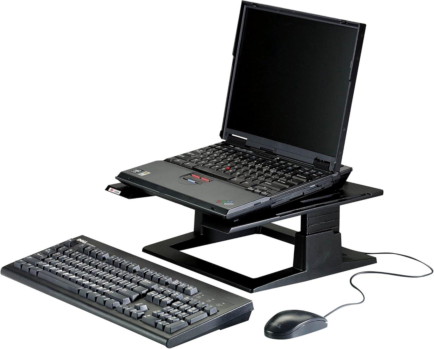 Black Adjustable Notebook Riser with Ventilation Slots