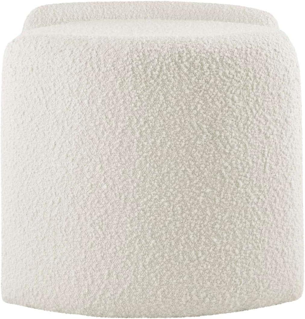 Modway Nebula Modern Boucle Fabric Upholstered Ottoman in Ivory