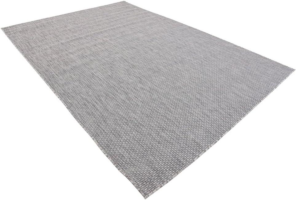 Modern Outdoor Solid Light Gray 7'x10' Synthetic Area Rug