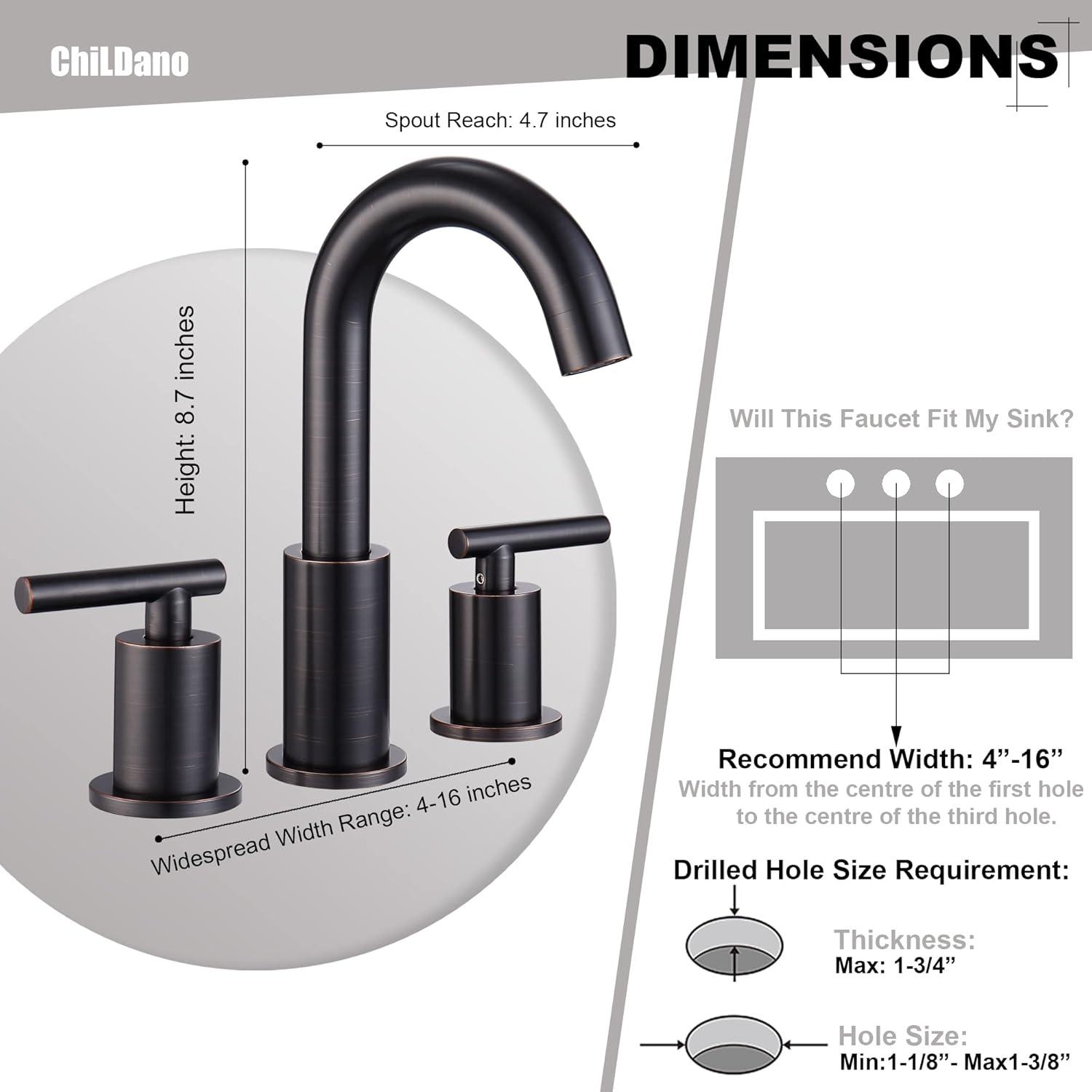 Oil Rubbed Bronze 8-Inch Widespread Double Handle Bathroom Faucet