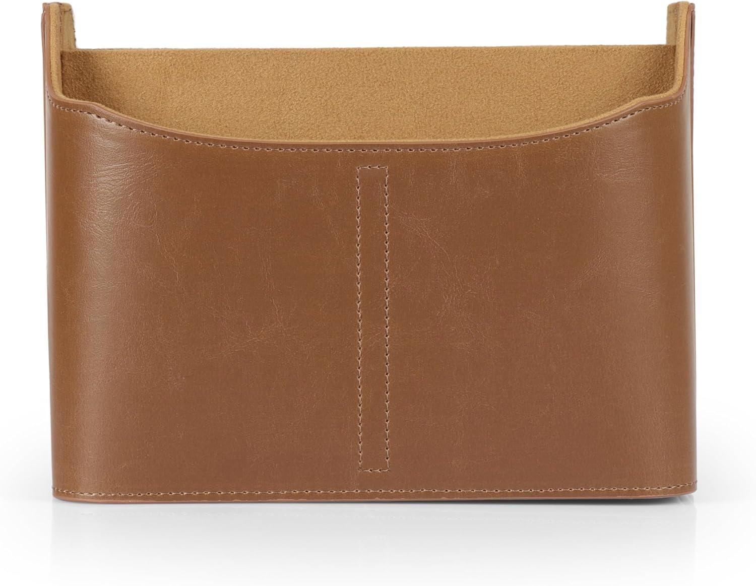 PU Leather Remote Control Holder, Office Supplies Desk Organizer with Tablet Slot, Makeup Brush and Utensils Cube, Large Capacity Desk Caddy With 5 Compartments