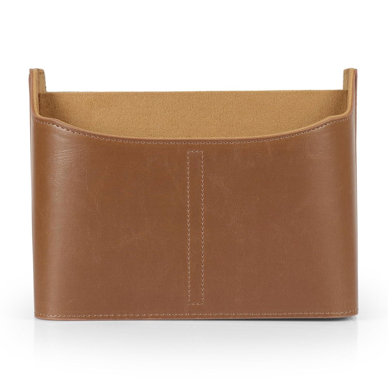 PU Leather Remote Control Holder, Office Supplies Desk Organizer with Tablet Slot, Makeup Brush and Utensils Cube, Large Capacity Desk Caddy With 5 Compartments