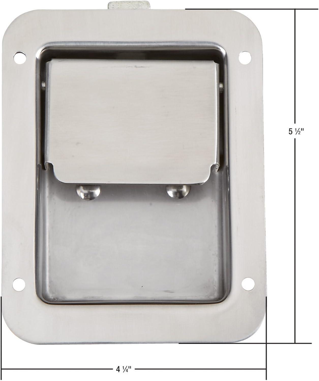 Buyers Products N3885 Non-Locking Standard Flush Single Point Latch, Polished Stainless Steel, Bolt On Mount, Truck Tool Box Latch, Trailer Latch, Camper & RV Latch, Silver