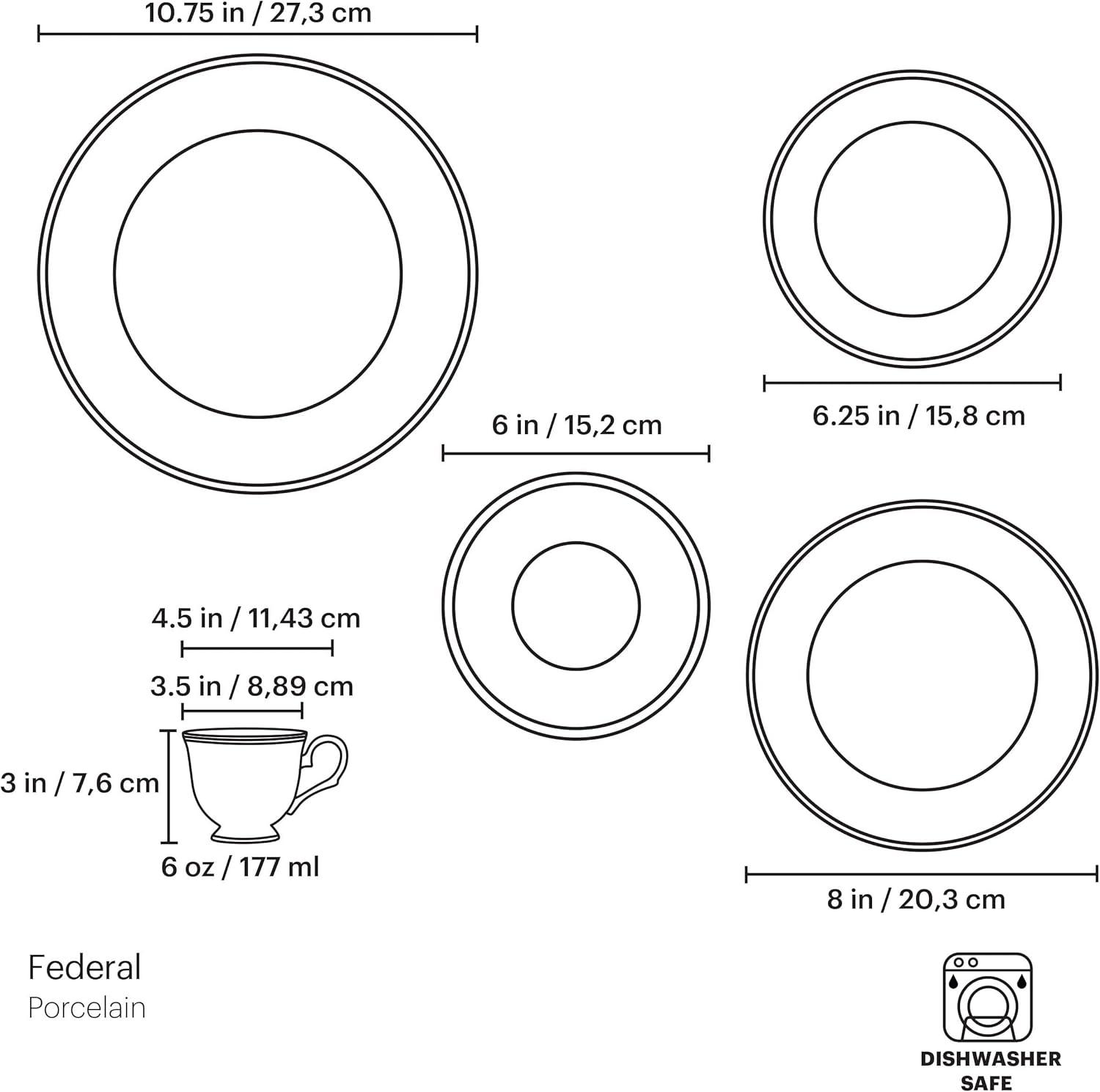 Lenox Federal Platinum Bone China 5-Piece Place Setting, Service for 1, White - 100291602