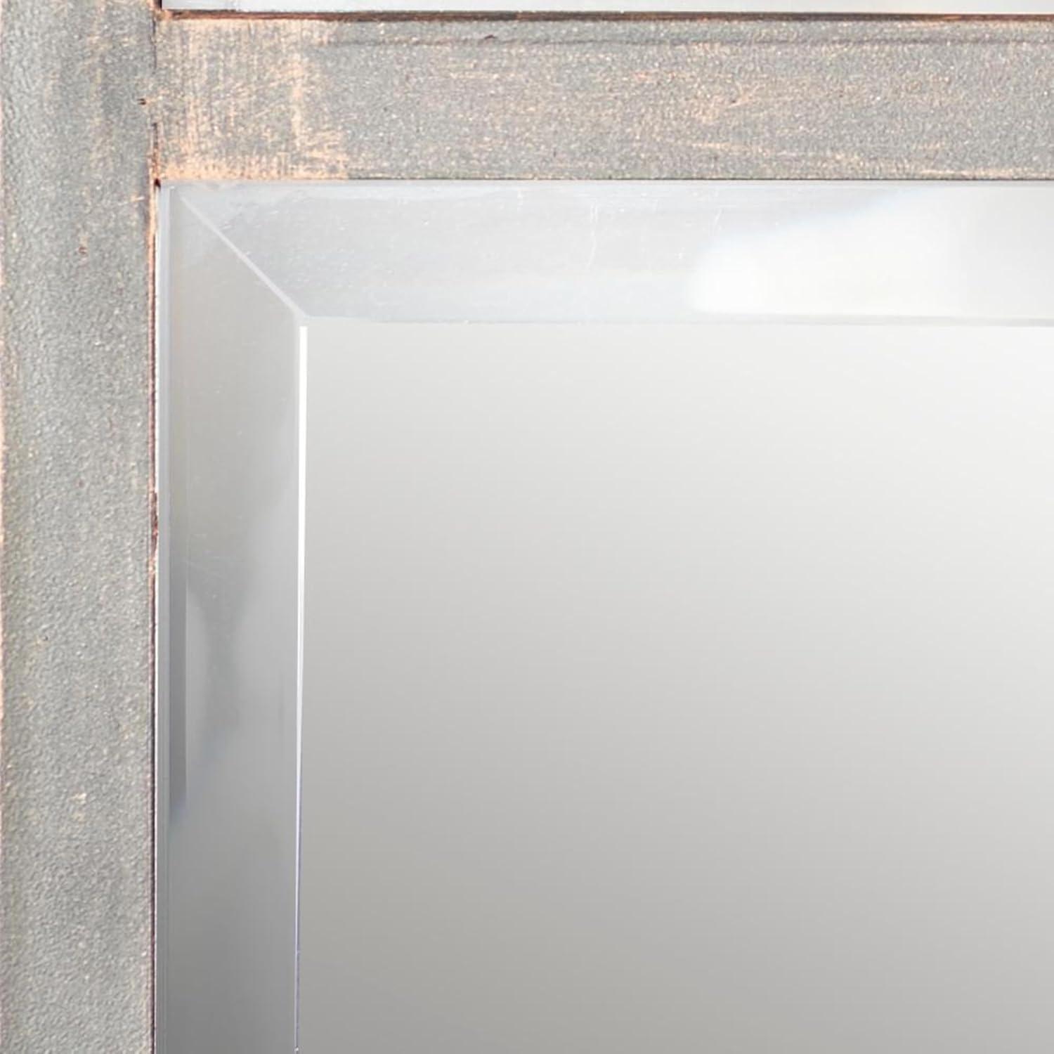 DecMode Geometric Window Pane Arch Wall Mirror, 36" W x 48"H, Dark Brown Finish