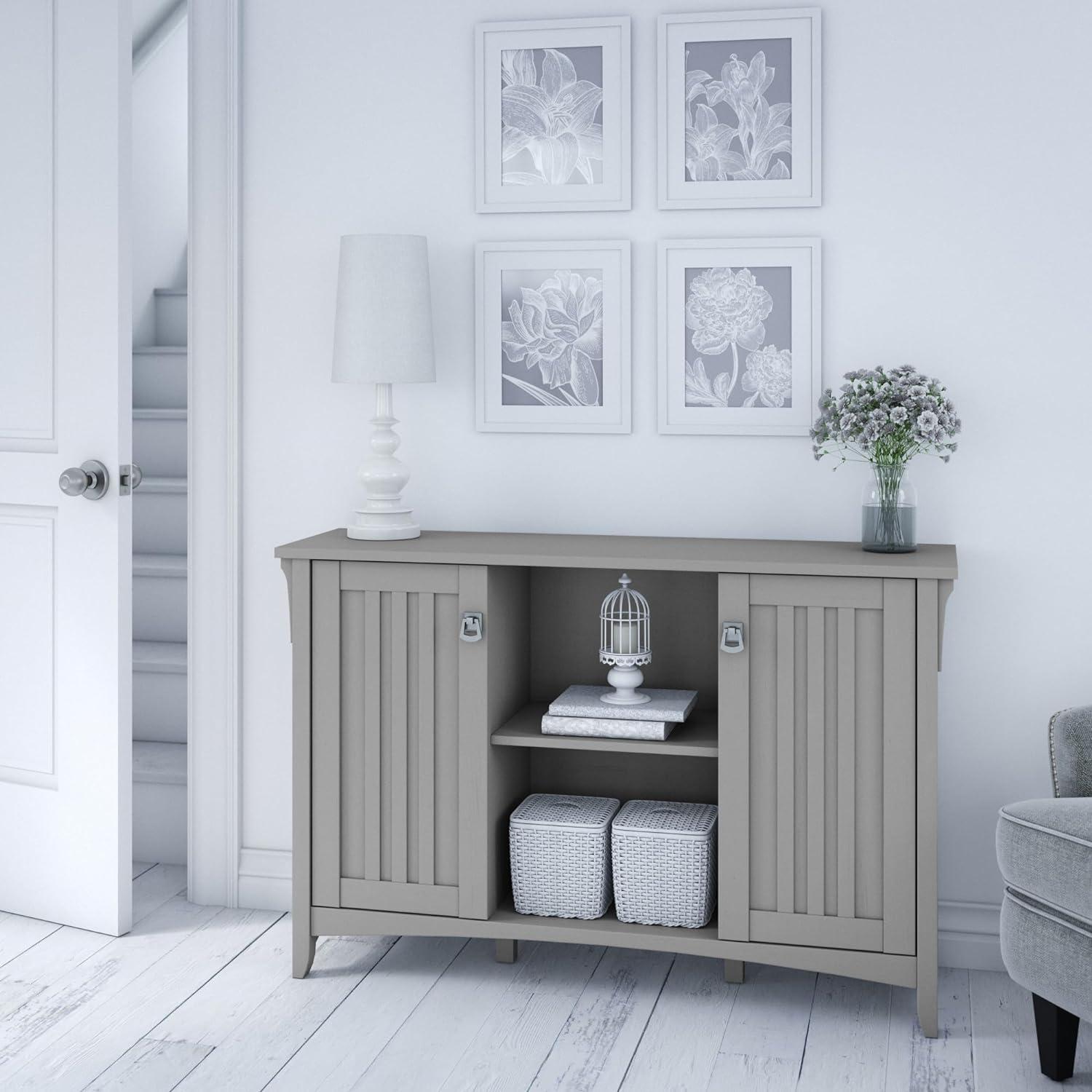 Salinas Accent Storage Cabinet with Doors Gray - Bush Furniture: Mission Style, Tumbled Pewter Hardware