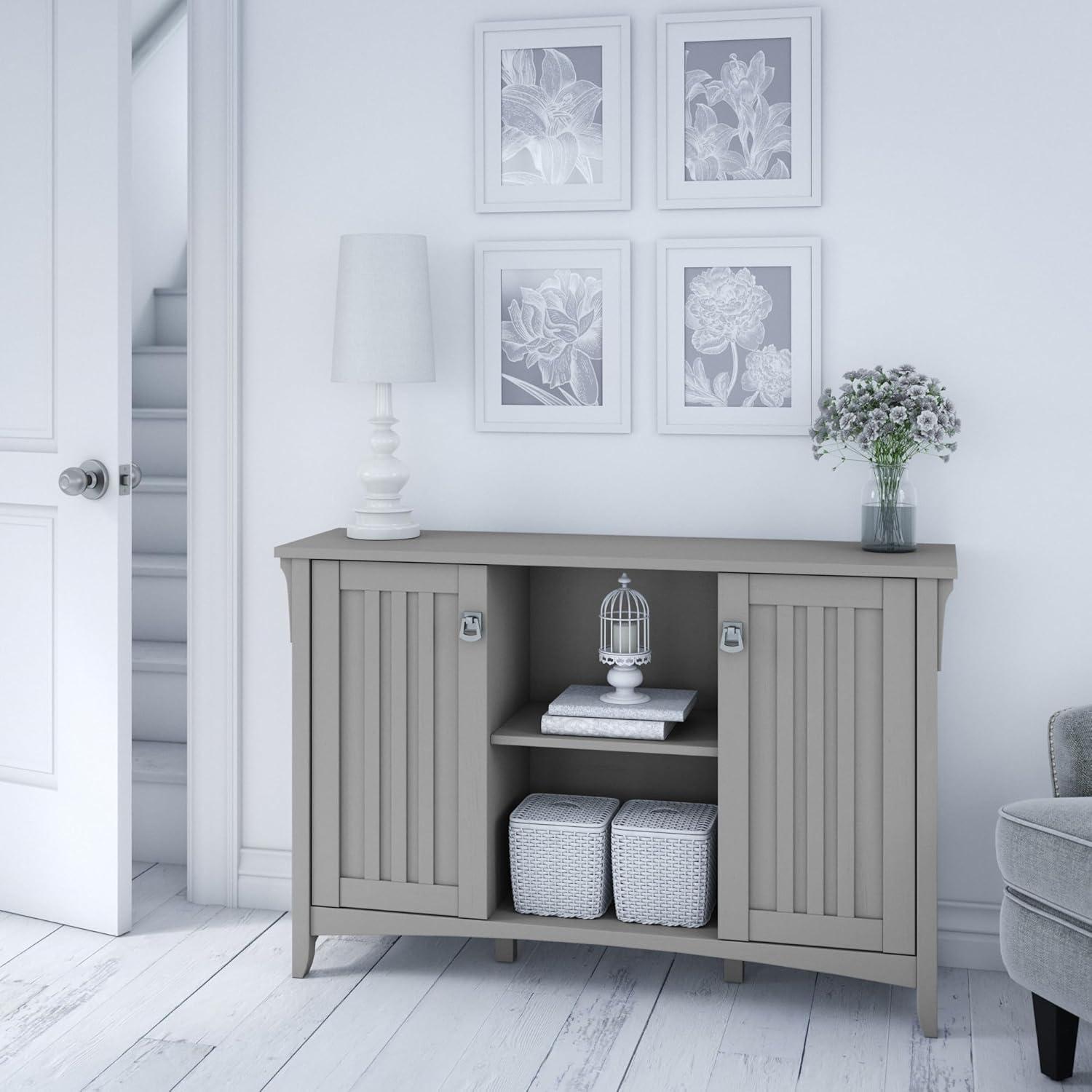Salinas Accent Storage Cabinet with Doors Gray - Bush Furniture: Mission Style, Tumbled Pewter Hardware
