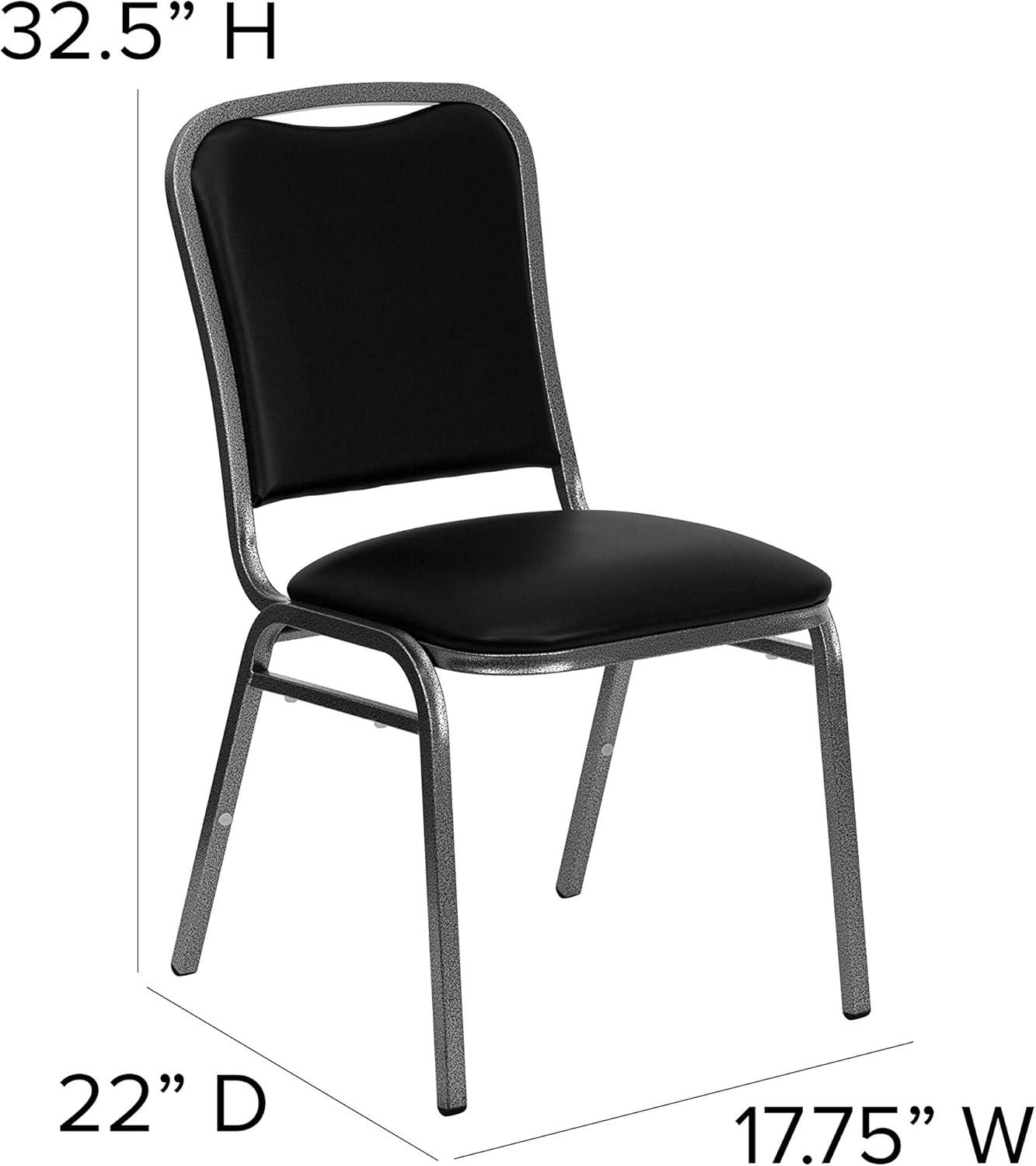 Flash Furniture HERCULES Series Stacking Banquet Chair in Black Vinyl - Silver Vein Frame