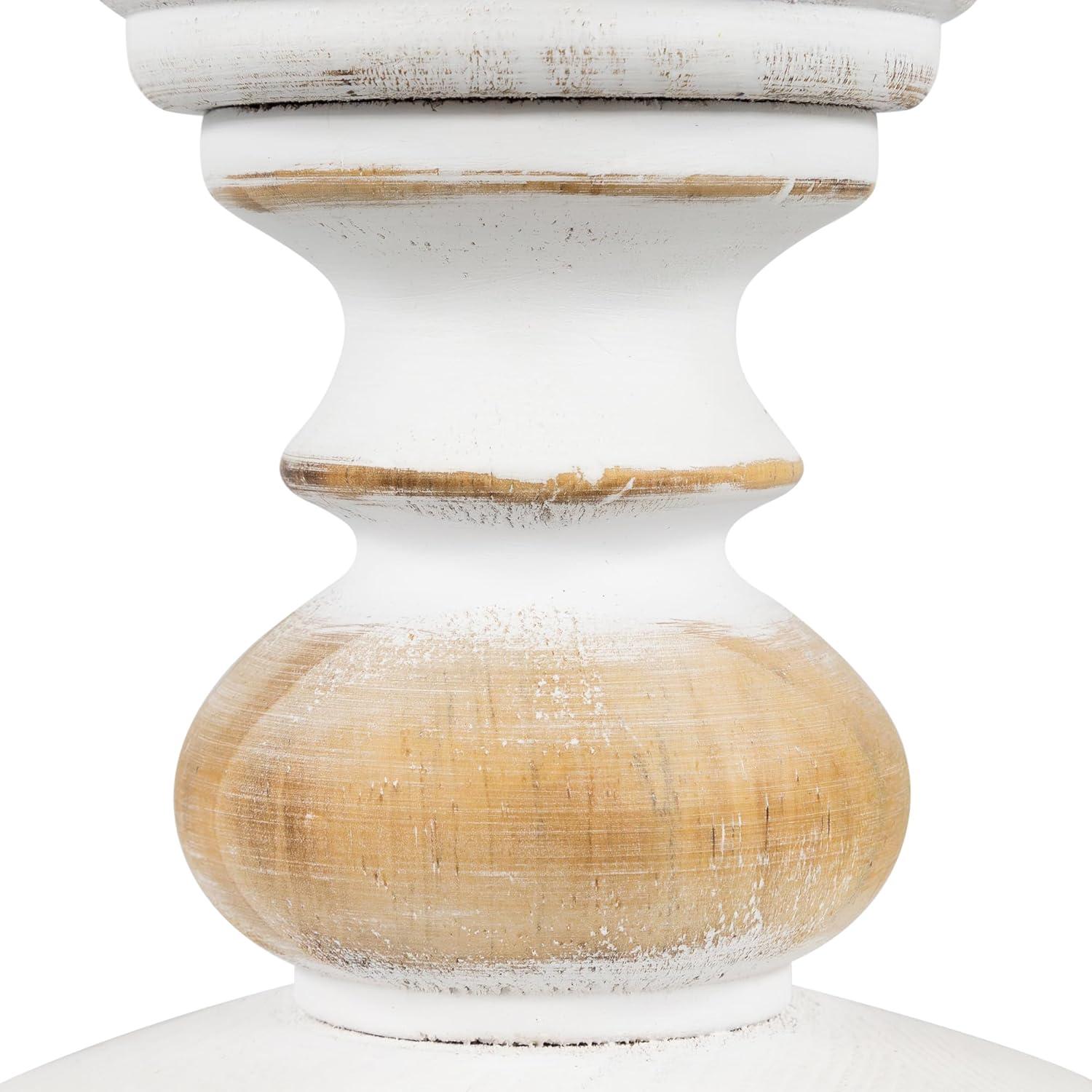 Northlight Wooden Pedestal Pillar Candle Holder - 5.5" - Brushed White