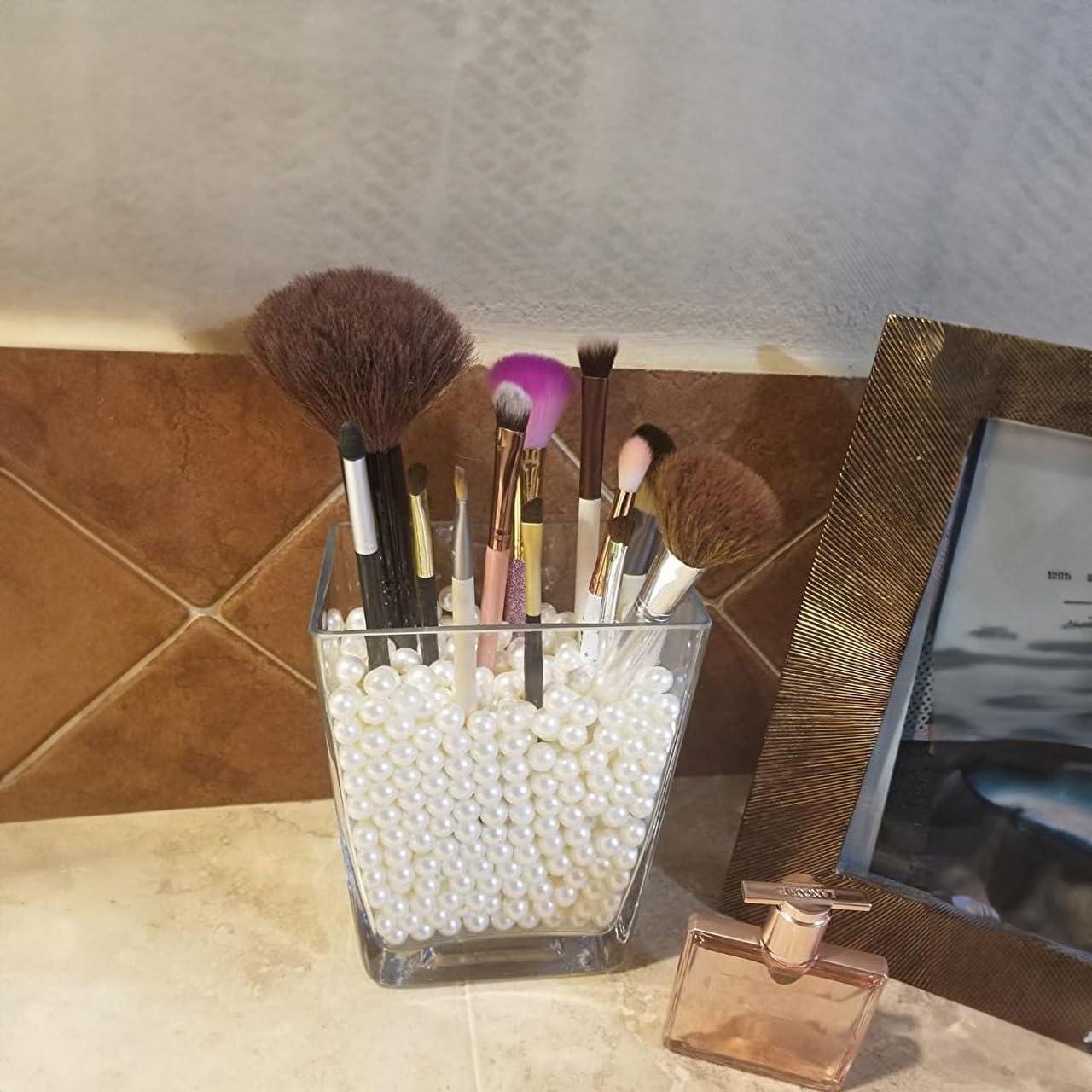 WGV Small Ivory Plastic Pearl Beads in 1 LB Bag, 0.4"(10 mm), Approx 720 Pearls, No Holes, Vase Filler, Loose Table Scatter, Art Crafts