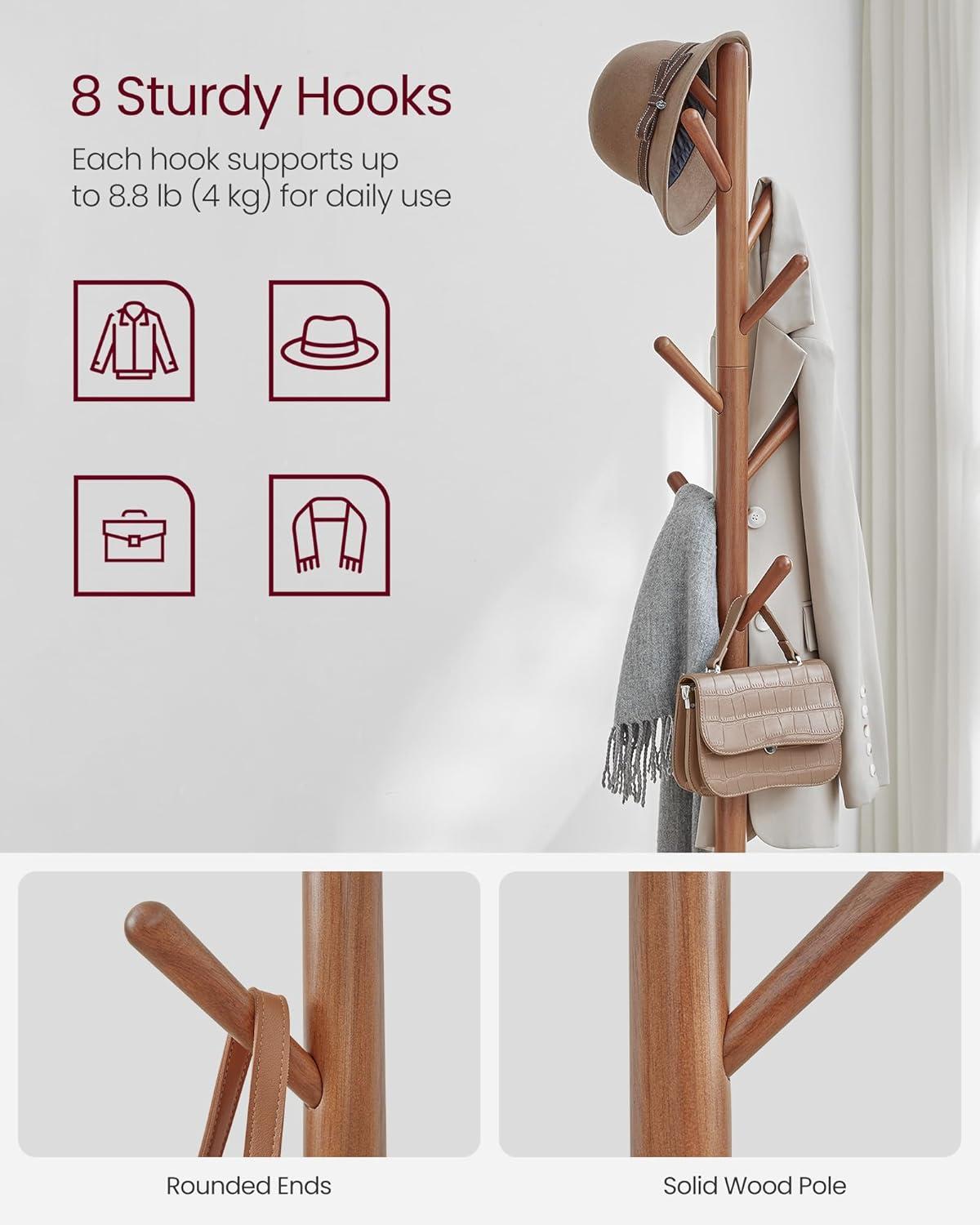 Coat Rack Stand With 8 Hooks