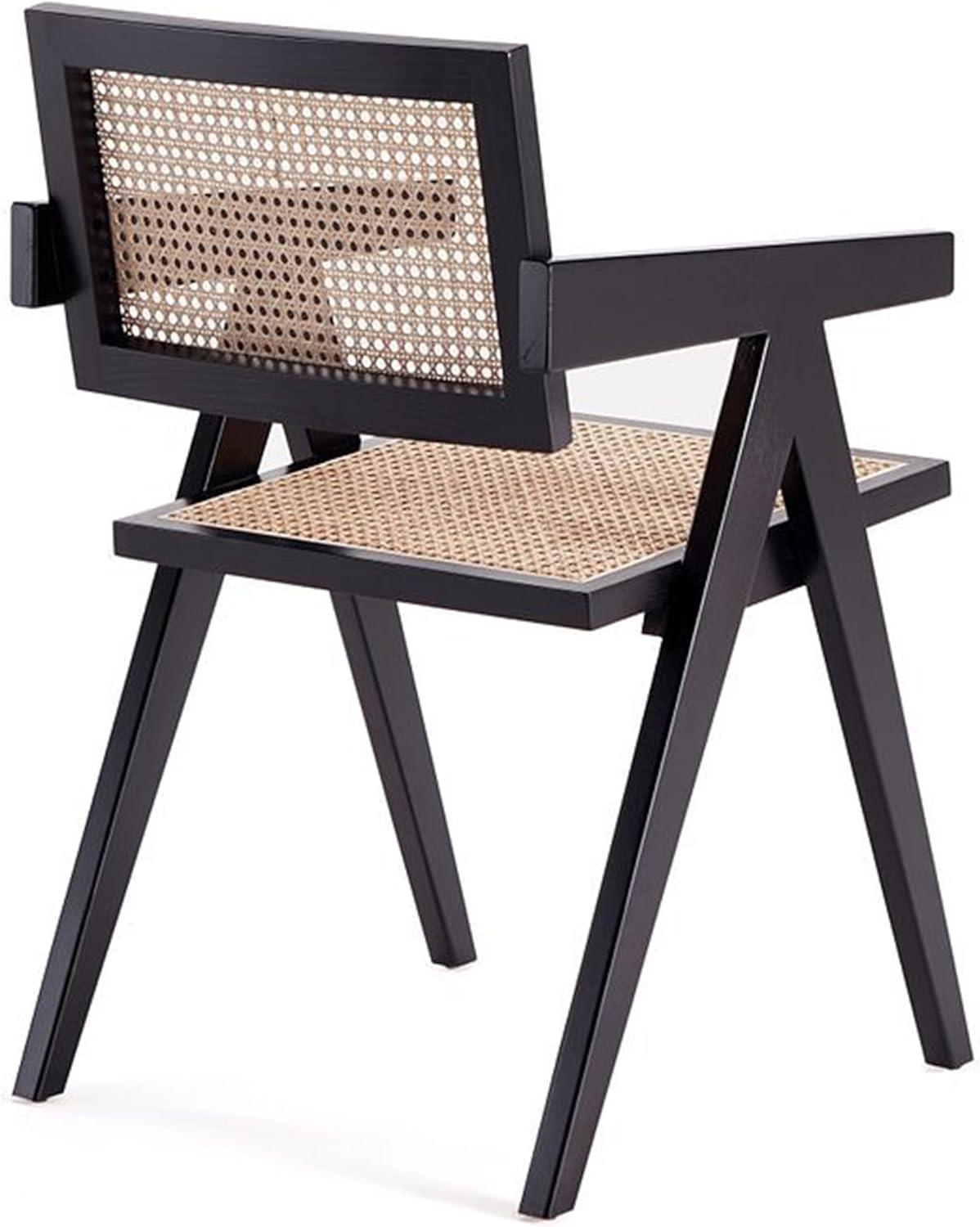 Manhattan Comfort Hamlet 18.11" Wood Dining Arm Chair in Black (Set of 2)
