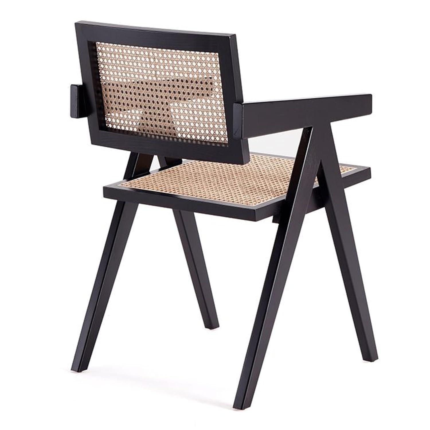 Manhattan Comfort Hamlet 18.11" Wood Dining Arm Chair in Black (Set of 2)
