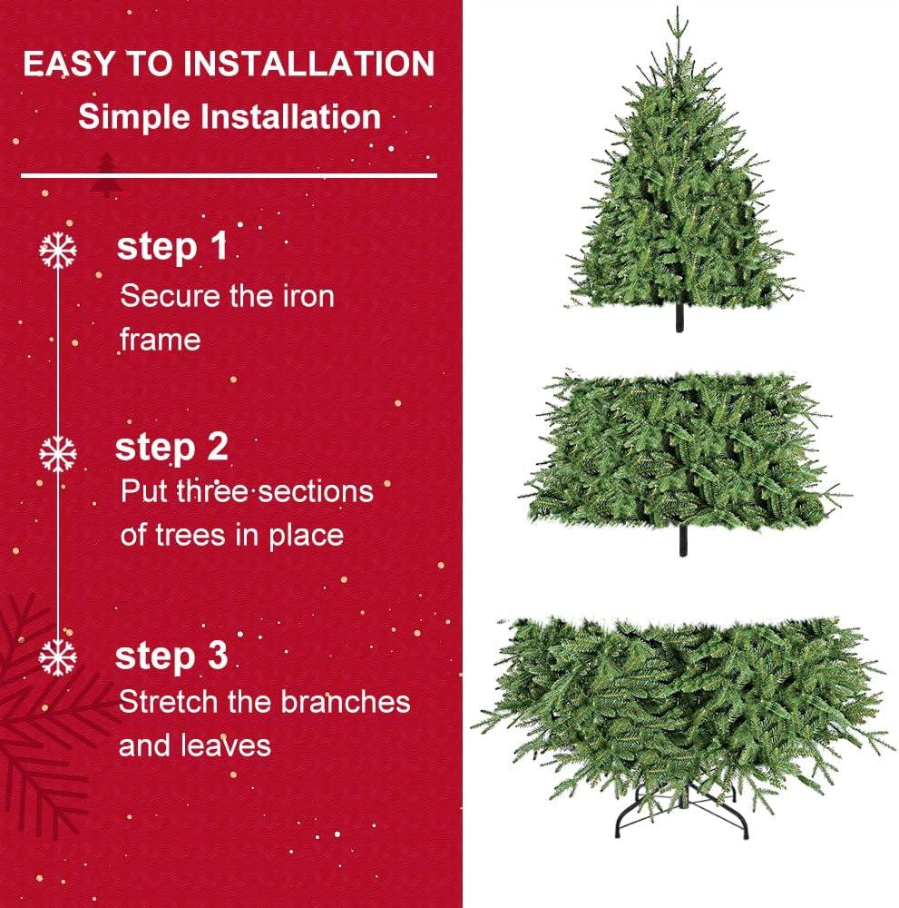 Bringstar 5FT Unlit Artificial Christmas Tree, Green Xmas Tree with 308 Tips and Folding Metal Stand, for Indoor Holiday Decoration