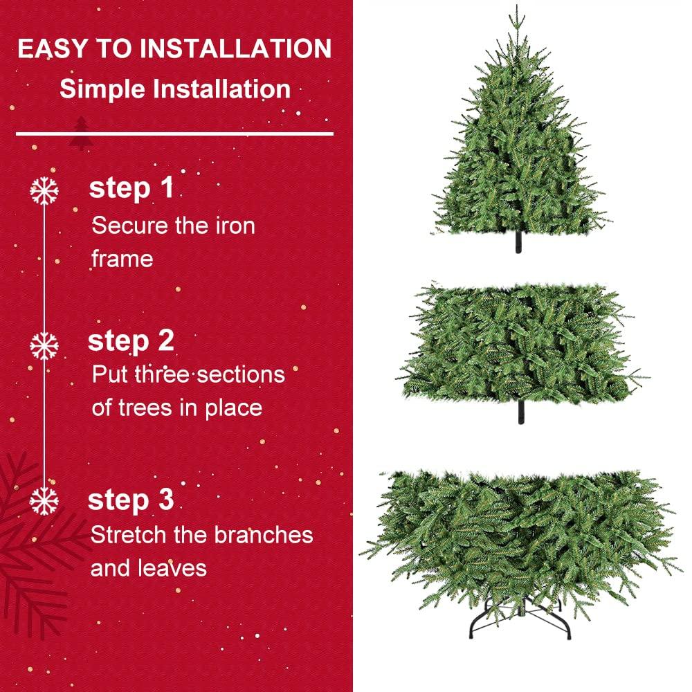 Bringstar 5FT Unlit Artificial Christmas Tree, Green Xmas Tree with 308 Tips and Folding Metal Stand, for Indoor Holiday Decoration