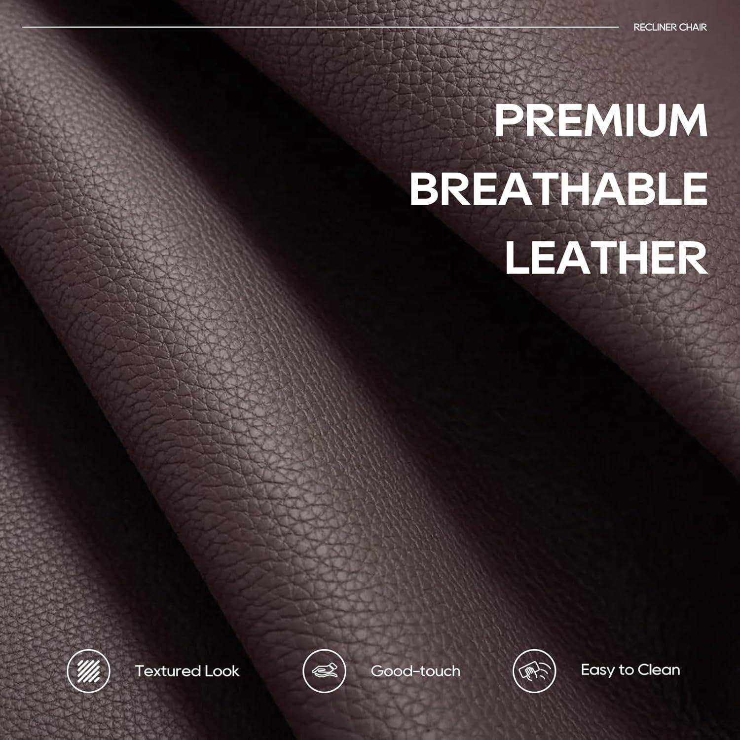 Dark Brown Leather Swivel Recliner with Metal Frame