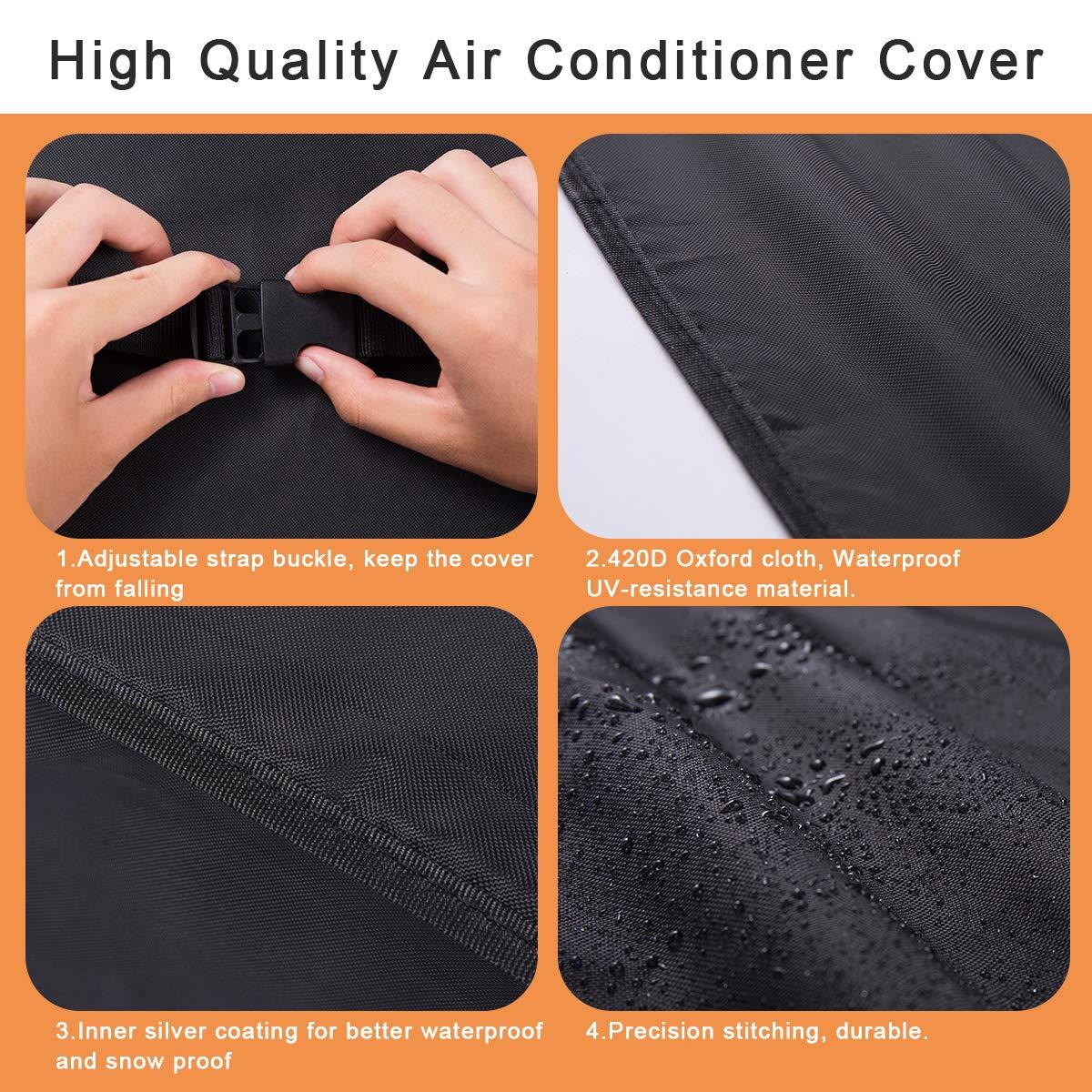 Window Air Conditioner Cover Outdoor, Luxiv Outside Window AC Unit Cover Black Dust-proof Waterproof Outdoor AC Protection Insulation Defender (21Wx16Dx15H)