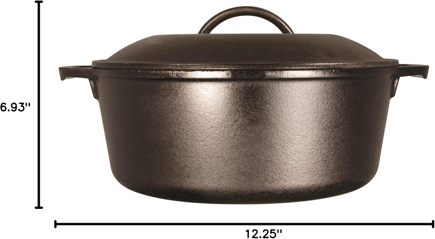 Black Enameled Cast Iron 7-Quart Dutch Oven with Loop Handles