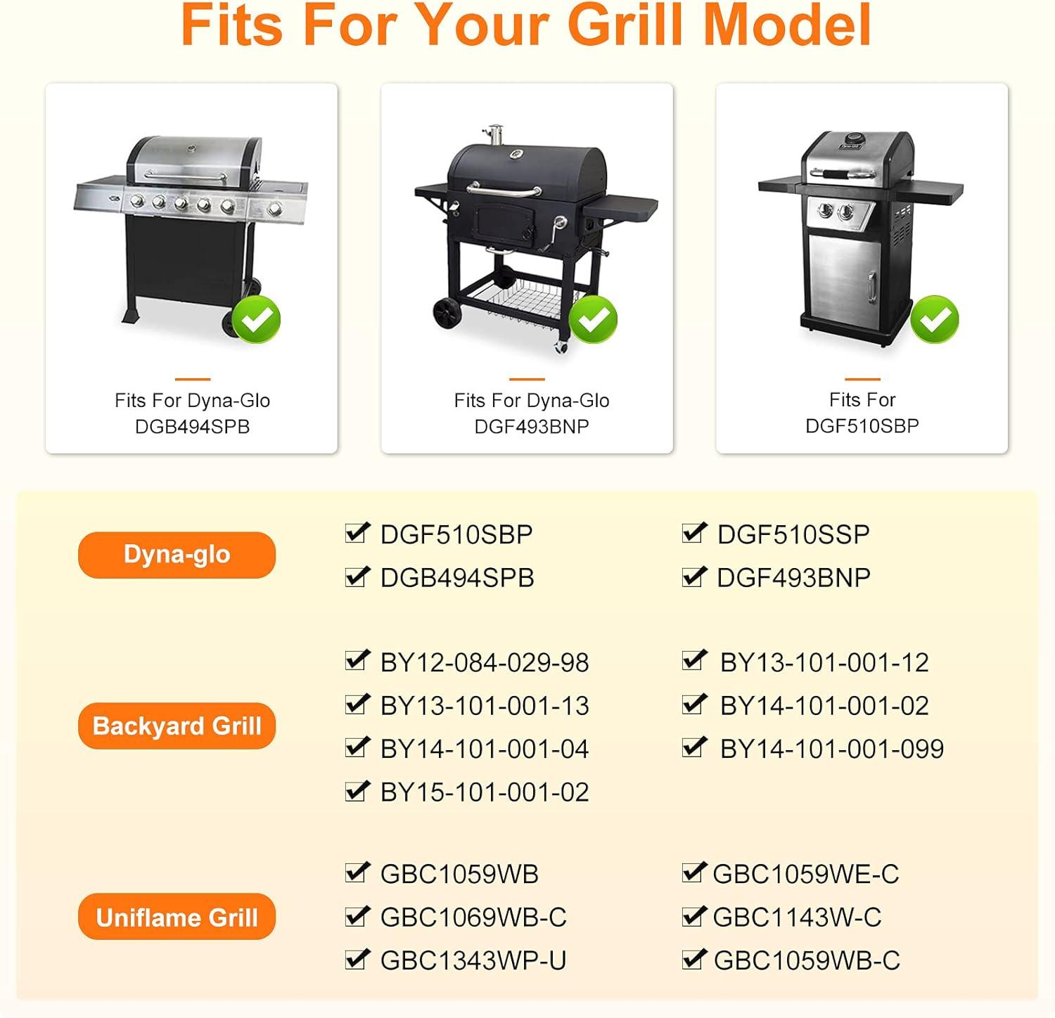 Unicook 15 Inch Grill Heat Plates for Dyna-Glo, Grill Burner Covers, Grill Parts Porcelain Heat Shields for Backyard, 4 Pack