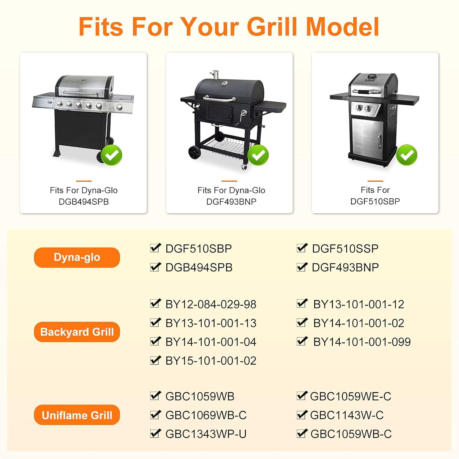 Unicook 15 Inch Grill Heat Plates for Dyna-Glo, Grill Burner Covers, Grill Parts Porcelain Heat Shields for Backyard, 4 Pack