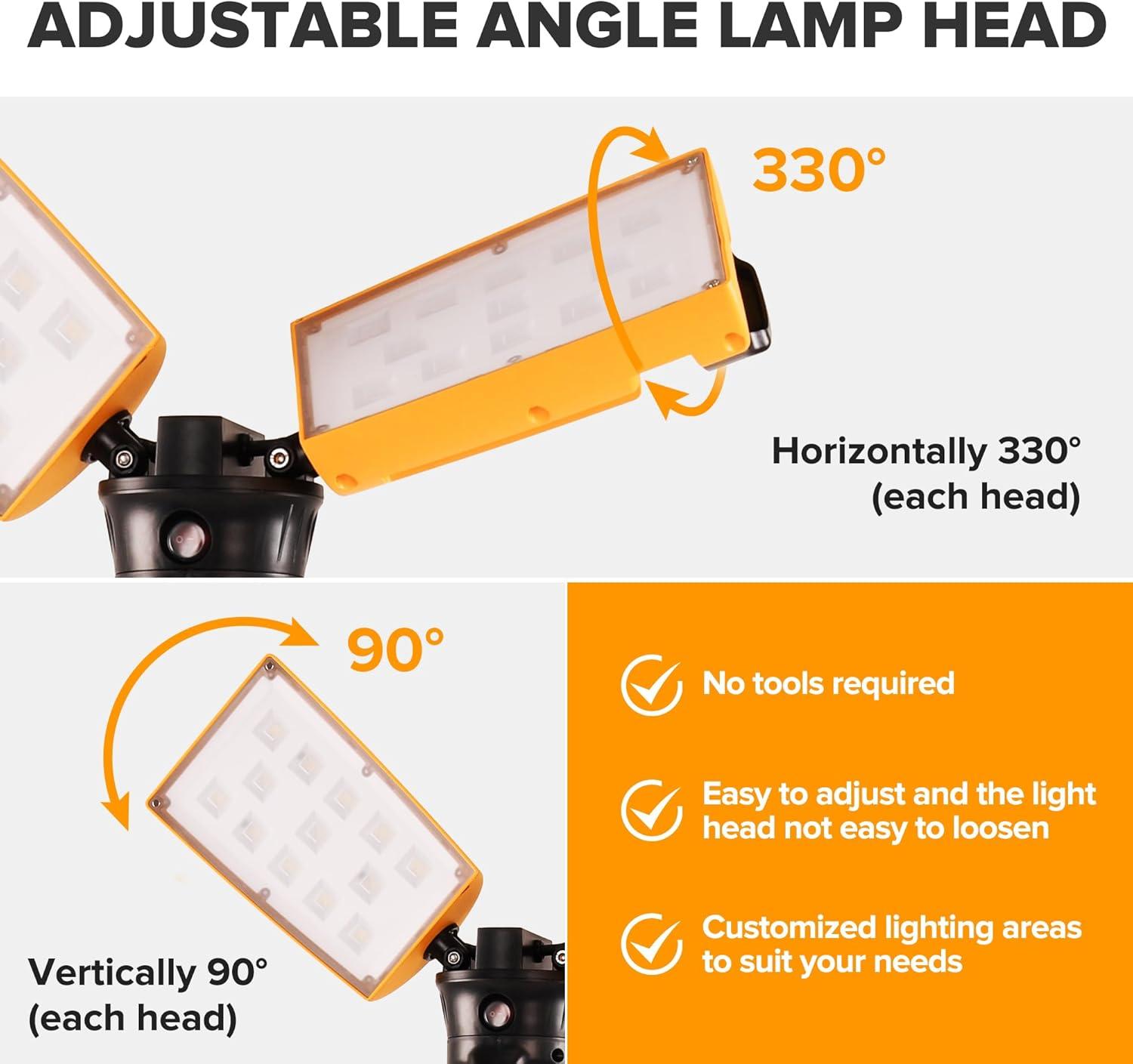 Dual-Head Telescoping LED Work Light with Stand, 9000 Lumen