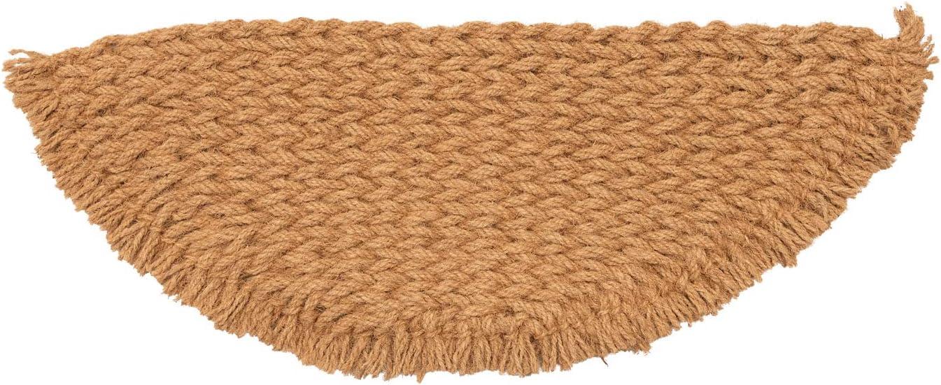 Natural Coir Half Round Fringe Doormat, 48" x 16"