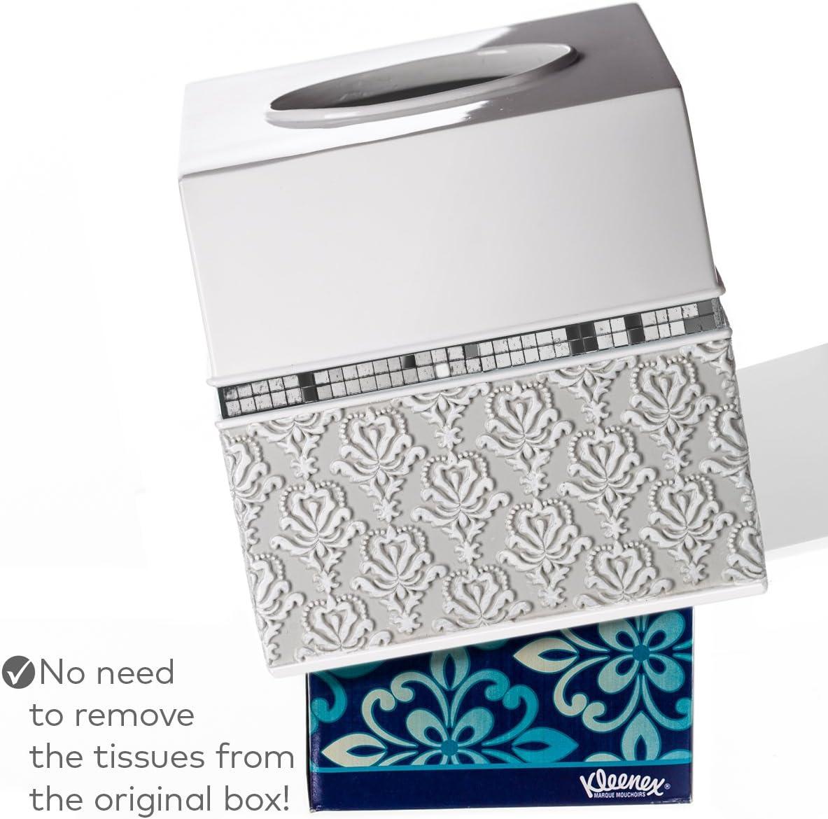 Creative Scents Mirror Damask Tissue Box Cover