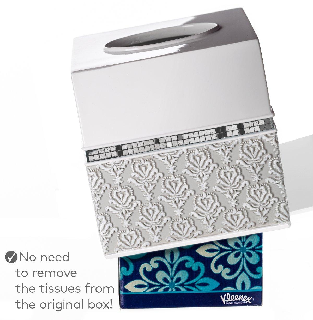 Creative Scents Mirror Damask Tissue Box Cover
